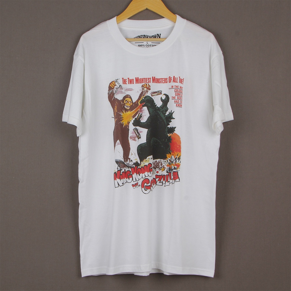 พร้อมส่ง คิงคองกับ เสื้อยืด ผ้าฝ้าย พิมพ์ลาย Godzilla KingKong vs Godzilla Movie Monster สําหรับผู้ช