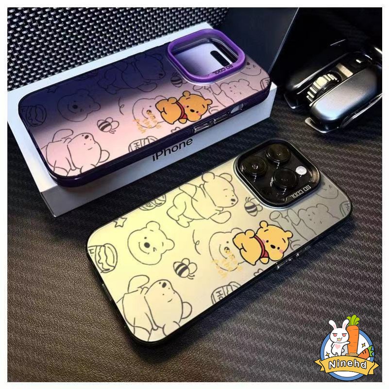 เคสโทรศัพท์มือถือ ชุบไฟฟ้า กันกระแทก ลายการ์ตูนหมีน่ารัก กรอบสีเงิน สําหรับ Samsung A05 A05S A04S A03 A14 A13 A12 A54 A53 A50 A24 A23