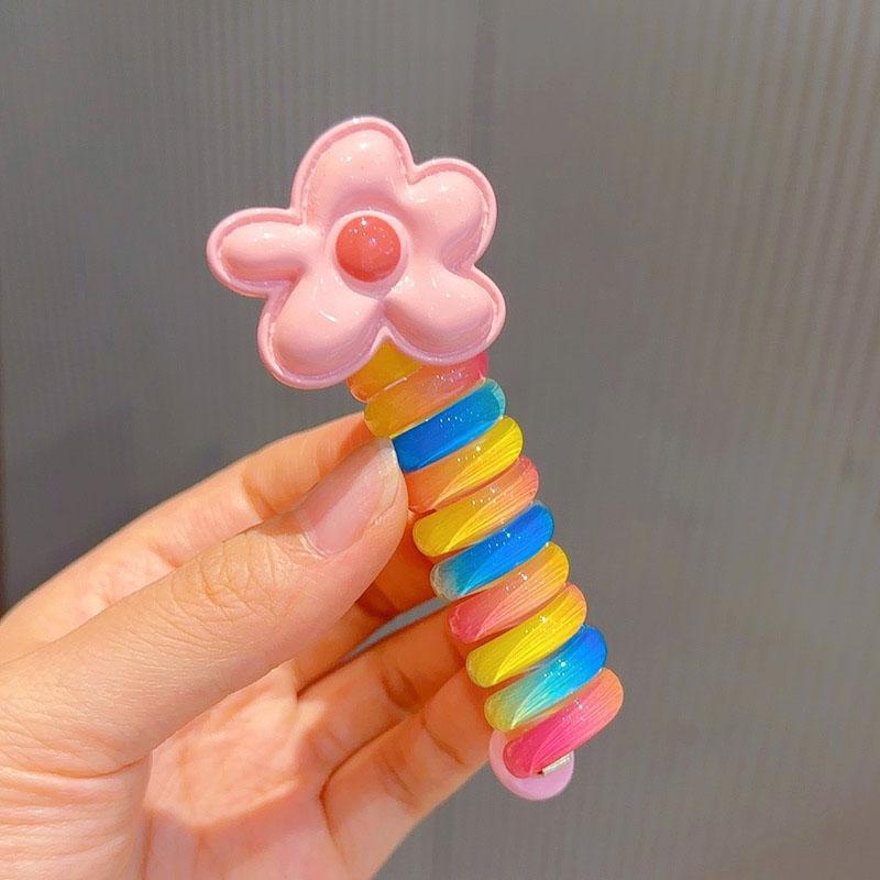 พร้อมส่งยางรัดผมแบบถักที่มีสีสันโบว์ดอกไม้การ์ตูนน่ารักเกาหลีนิ่มความยืดหยุ่นสูงหางม้าห่วงผมของเด็กผู้หญิง2023ใหม่COD