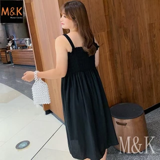 M & K 100KG เวอร์ชั่นเกาหลี ใหม่ ขนาดใหญ่ ห่อหน้าอก ชุดเดรสสลิง น้องสาวอวบ สลิมเมอร์ ลุคเดรส เสื้อผ้าผู้หญิง