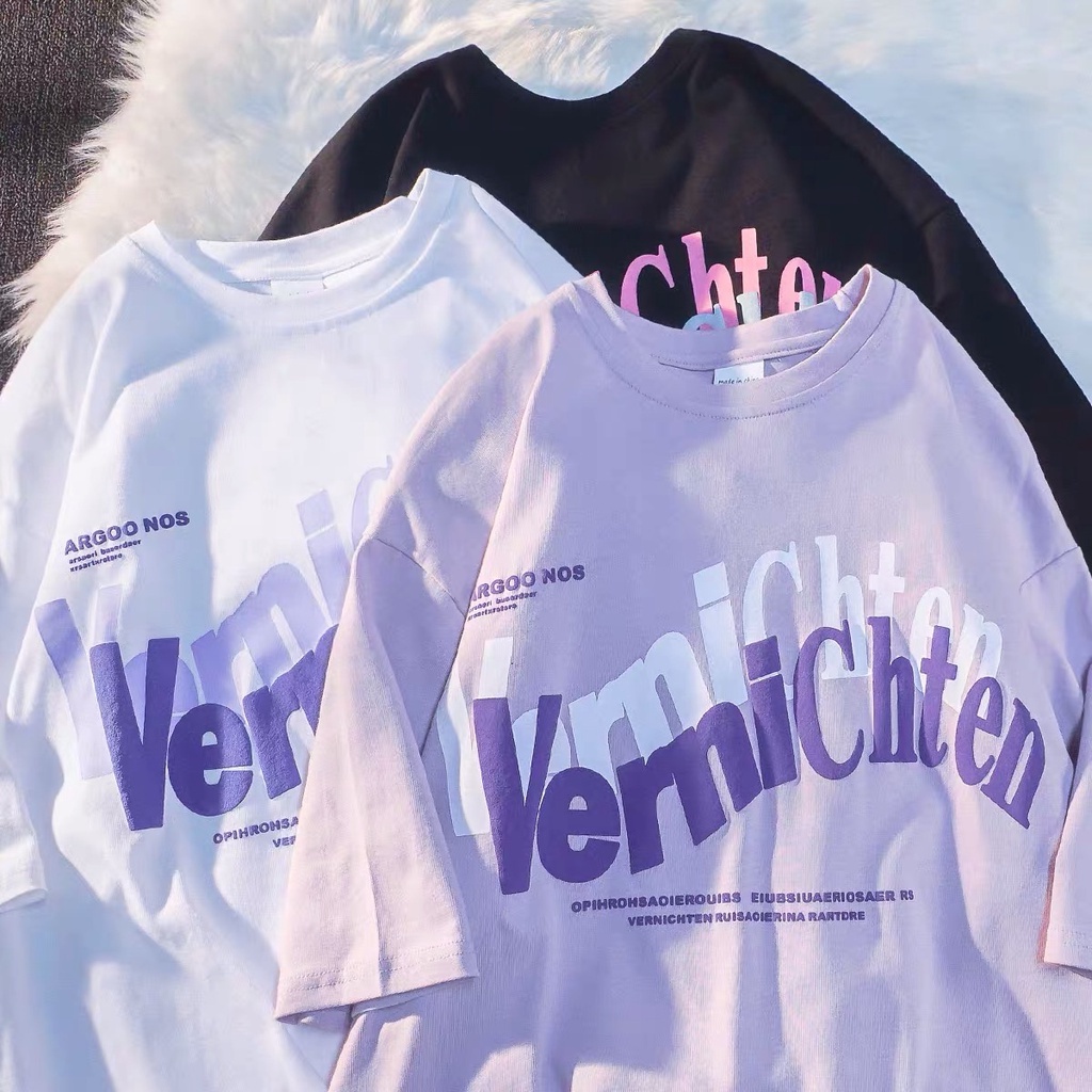 YUI เสื้อยืดกรีนลาย Vernichten สไตล์เกาหลีวินเทจ #A45