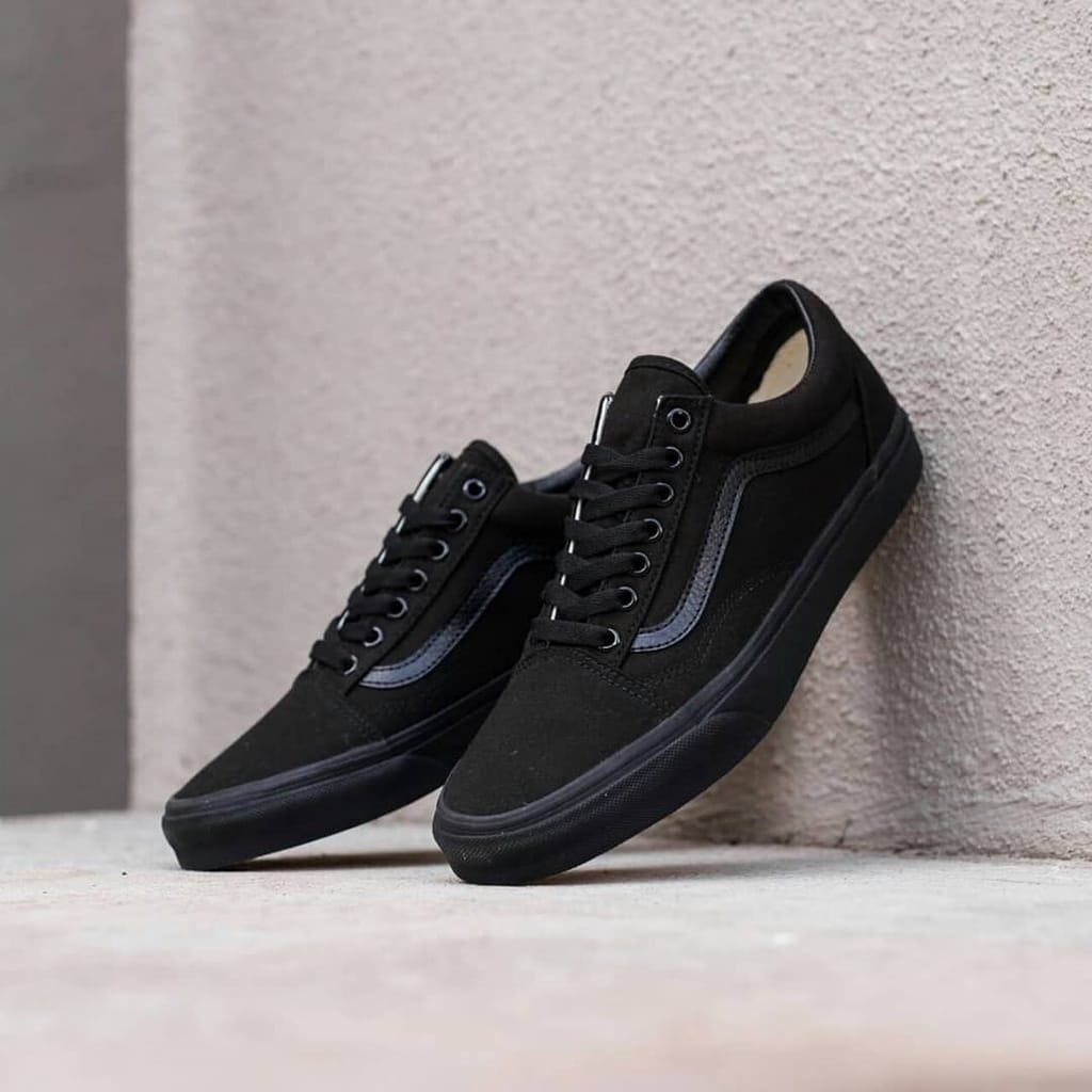 HITAM Vans Old Skool full black Shoes/นักเรียน/ลำลอง/สเก็ต/vans โปโลสีดำ รองเท้า true