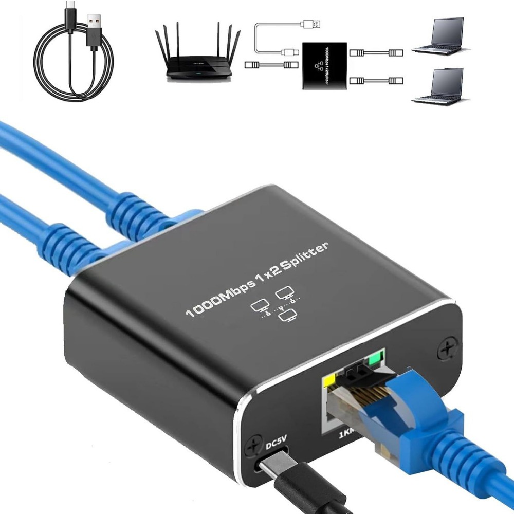 Rj45 เครือข ่ าย 100Mbps / Gigabit Ethernet Adapter 1 ชาย 2 หญิง LAN Ethernet Splitter สายสนับสนุน 100/1000Mbps