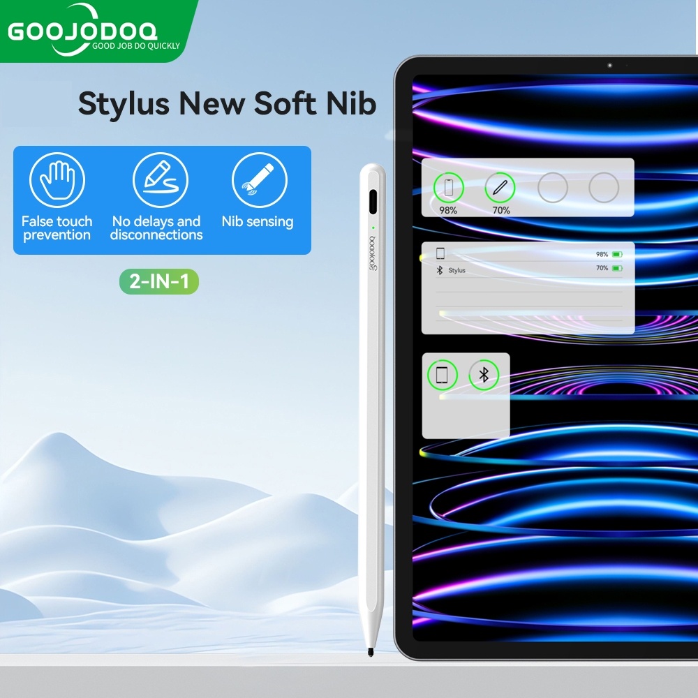Goojodoq ปากกาสไตลัส แบบนิ่ม พร้อมปลายกราไฟท์ สําหรับ iPad 2 IN1 iPad 4 5 Pro 11 12.9 2019 2020 2021 Mini 6