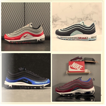 【4 สี】ต้นฉบับ Nike Air Max 97 Og Air Cushion รองเท้าวิ่งกีฬาสำหรับผู้หญิง แฟชั่น