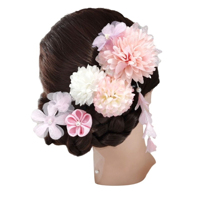 Boom Hairpins Kimono สไตล์โบราณดอกไม้ผม Buns Holders รูปที่ 7