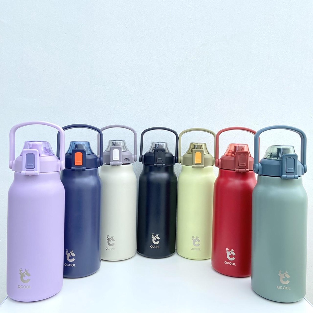 Qcool  กระติกน้ำ ขวดน้ำ 1.7 ลิตร แท้งค์สแตนเลส 316 กระติกน้ำเก็บความร้อนเเละเย็น