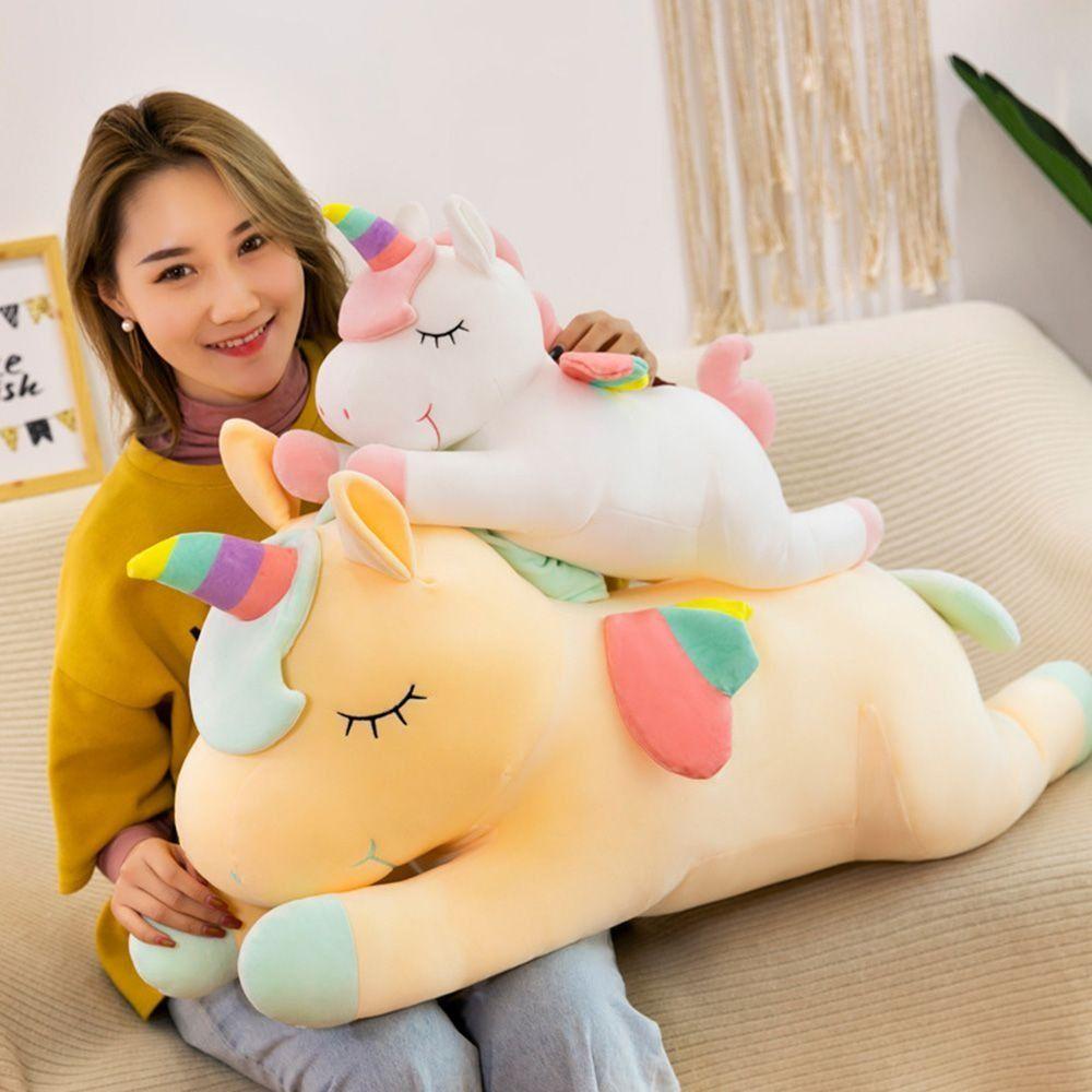 Me ตุ๊กตายูนิคอร์น, PP Cotton Plush Soft Unicorn Plush Toy, Kawaii สีขาวสีชมพูสีเขียวสีเหลืองสัตว์ของเล่นขนาดใหญ่