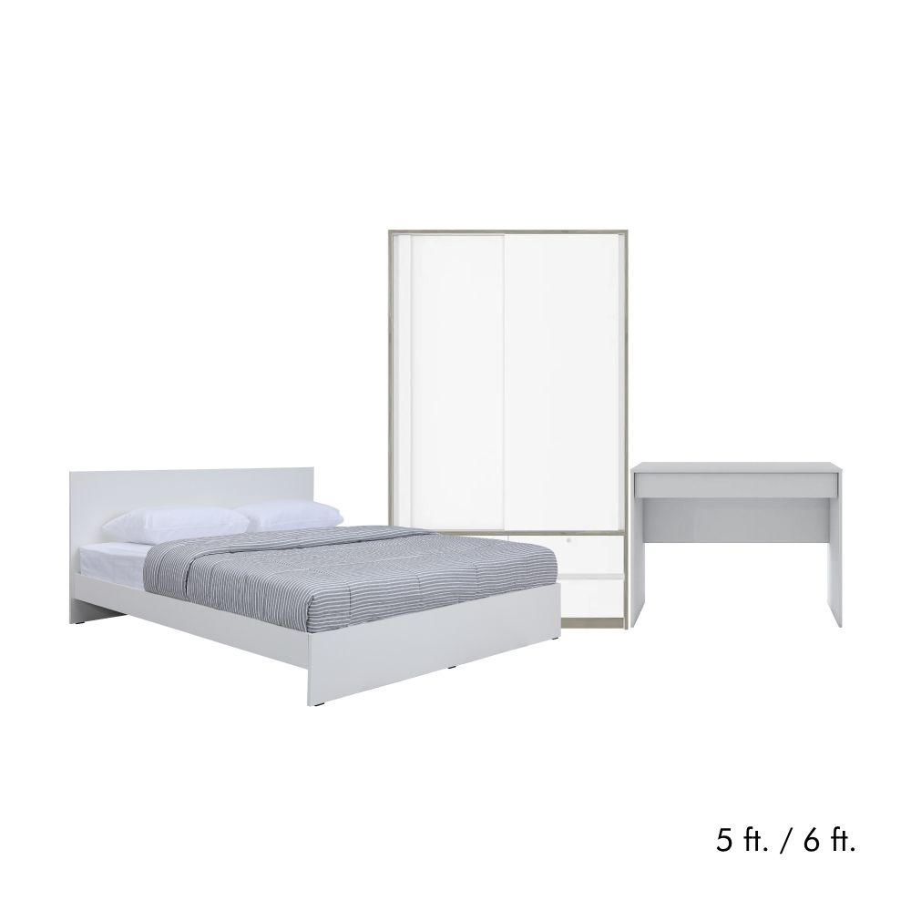 INDEX LIVING MALL ชุดห้องนอน รุ่นวิวิด พลัส+วีโก้ (เตียงนอน, ตู้เสื้อผ้าบานสไลด์, โต๊ะเครื่องแป้ง)