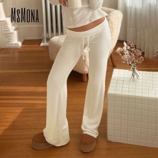 MsMona ผู้หญิงแฟชั่นใหม่สบายๆเซ็กซี่พื้นฐานสีทึบlace Up กางเ…