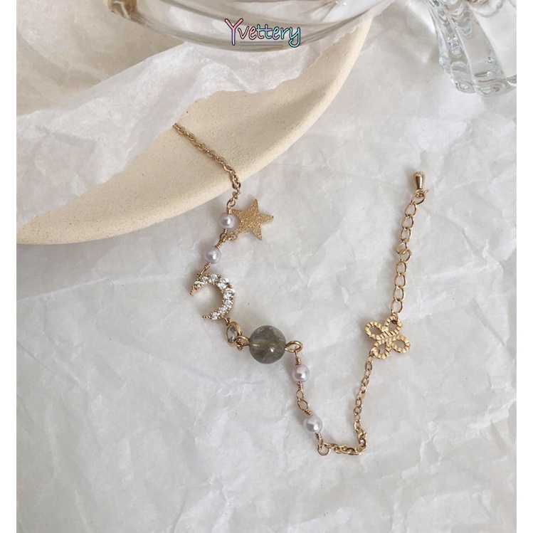 พร้อมส่งสร้อยข้อมือมุกดวงจันทร์สตาร์สตรีสไตล์เกาหลีสร้อยข้อมือง่ายๆเหมาะสำหรับของขวัญเพื่อนที่ดีที่สุดCOD