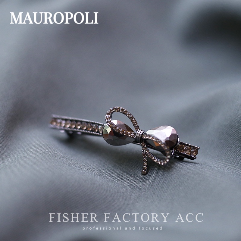 Mauropoli [คลังสินค้าพร้อม] Temperament Rhinestone Bow Spring Clip High-End OL Back Head Half-Tie Hair Clip Side Bangs Clip