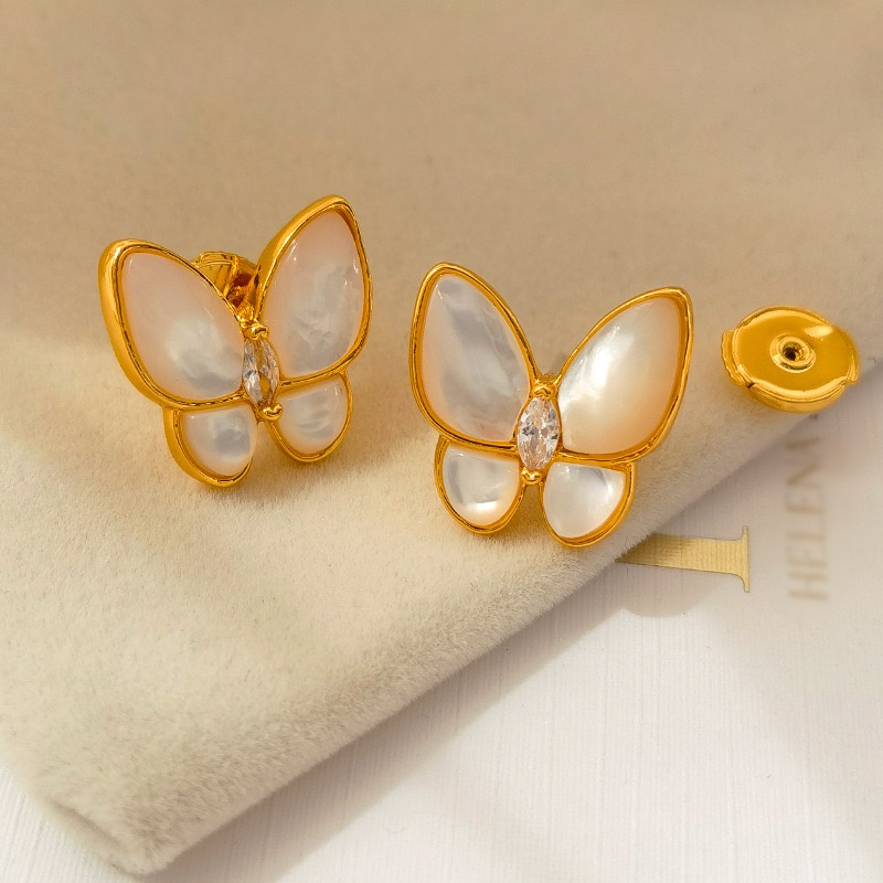 พร้อมส่ง IRIS Vintage | Secret butterfly earrings GV056 เคื่องประดับ สร้อย ตุ้มหู ทอง 18K