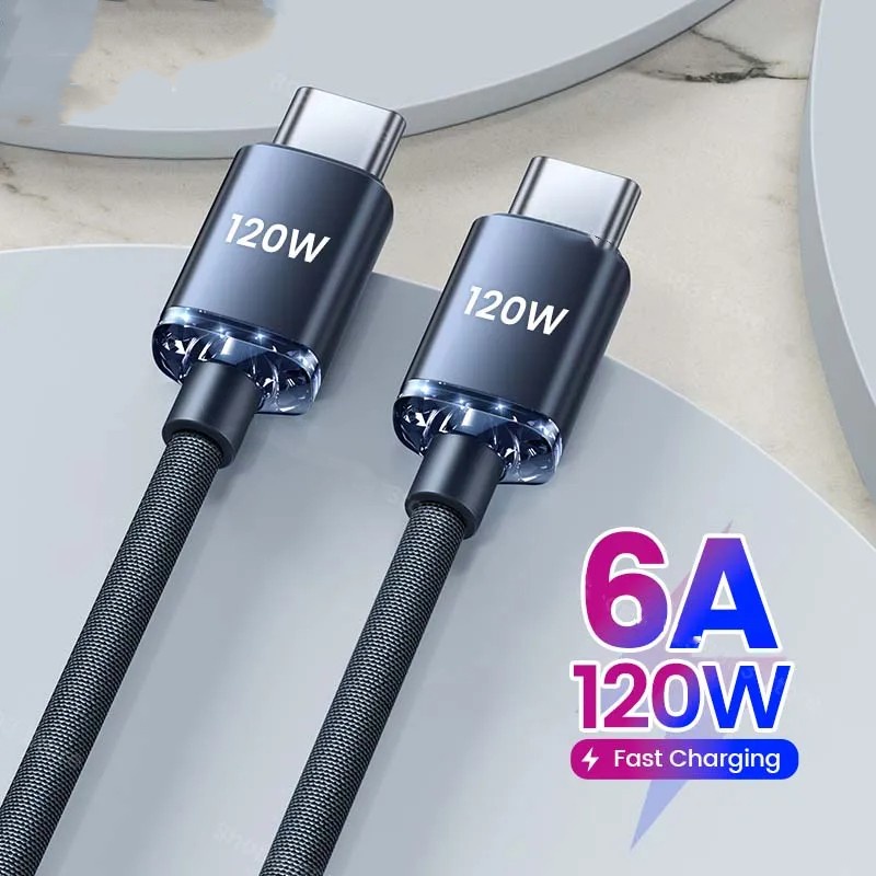 Elough สายชาร์จโทรศัพท์มือถือ Type C เป็น Type C 6A 120W ชาร์จเร็ว สําหรับโทรศัพท์มือถือ USB-C เป็น USB-C
