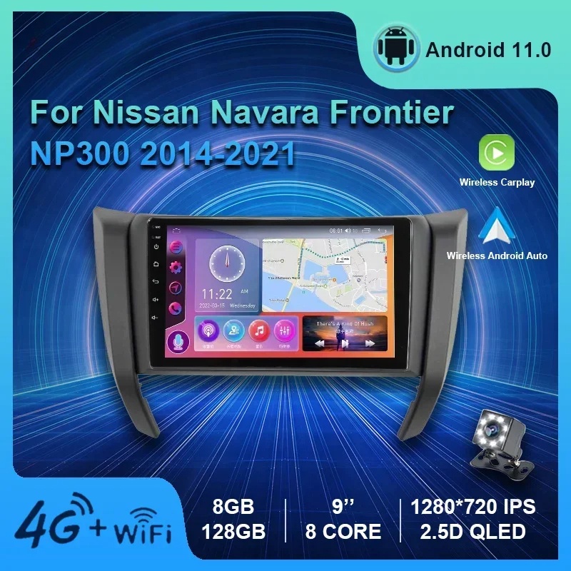 เครื่องเล่นมัลติมีเดีย วิทยุรถยนต์ ระบบนําทางสเตอริโอ 9 นิ้ว สําหรับ Nissan Navara Frontier NP300 4 D23 2014-2021 Android 12 Carplay 2Din