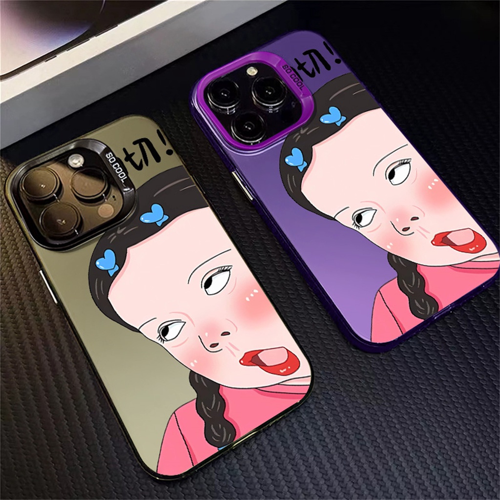 เคสโทรศัพท์มือถือ กันกระแทก ป้องกันกล้อง ลายเด็กผู้หญิงตลก หรูหรา สําหรับ IPhone 15 14 11 13 Pro XS Max X XR 12