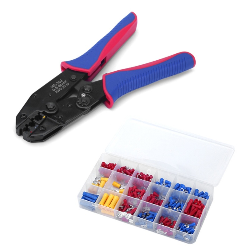 XY ปรับ Rant Crimper Plier พร้อมขั้วต่อไฟฟ้า 300 ชิ้นสาย Lug