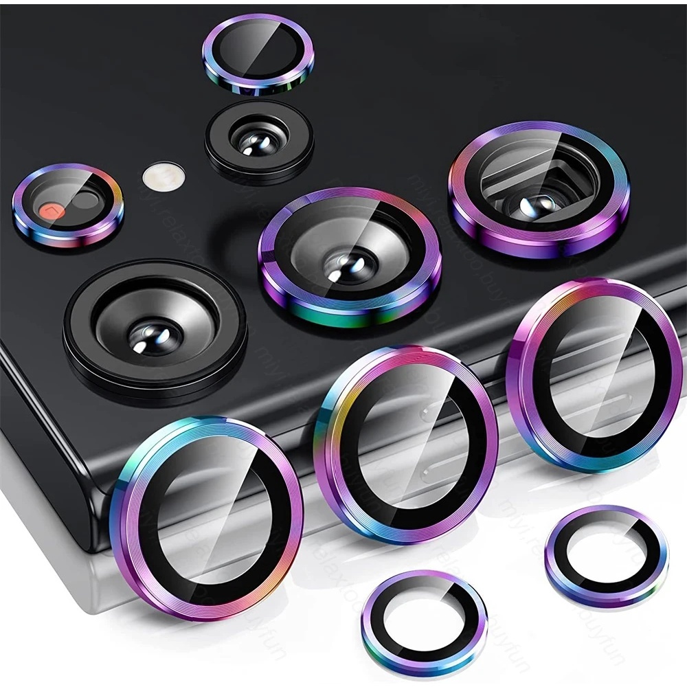 เคสโทรศัพท์มือถือ กระจกนิรภัย ป้องกันเลนส์กล้อง พร้อมแหวนโลหะ สําหรับ Samsung Galaxy S 2 Ultra Plus 