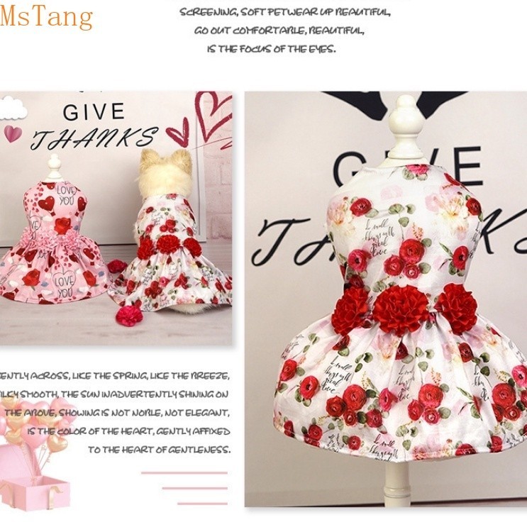 【MsTang】ชุดเดรส ลายดอกกุหลาบ สีแดง สําหรับวันวาเลนไทน์