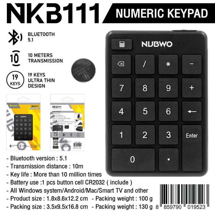 Nubwo NKB111 Numeric Keyboard Bluetooth แป้มพิมพ์ตัวเลขไร้สาย by thenetwork