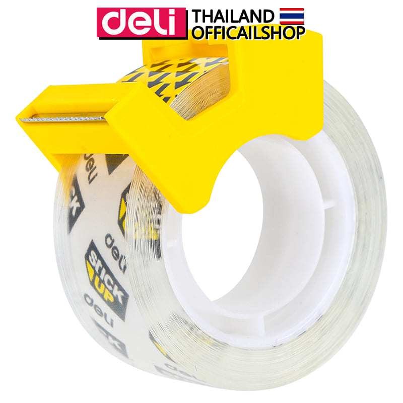 เทปใส Deli ขนาดพกพา ยาว 18.3m กาวอะครีลิค อุปกรณ์สำนักงาน แท่นเทป เทปขุ่น กาว office stationery เทปใสพร้อมแท่นตัด 2 ชิ้น