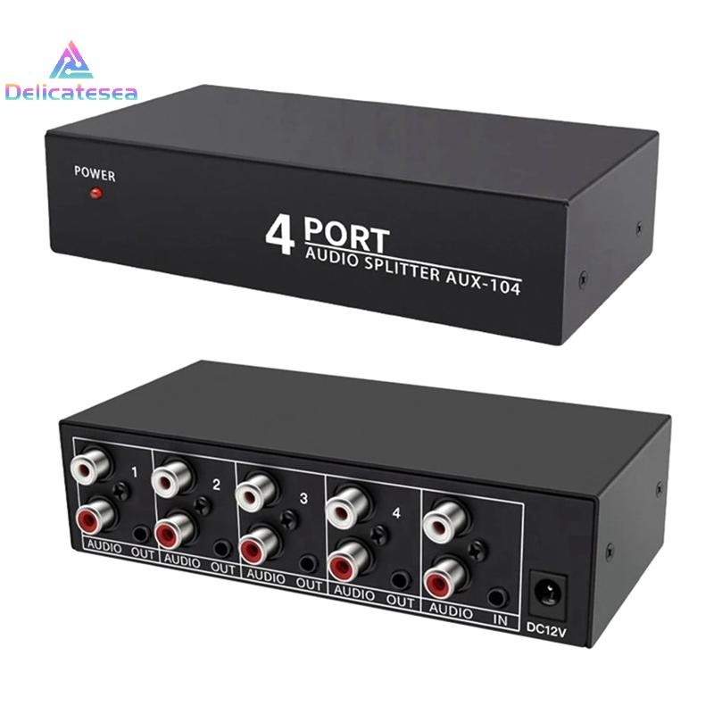 [Delicatesea] ตัวสลับเสียง RCA Aux 4 in 1 Out ตัวเปลี่ยนเสียงสเตอริโอ 4X1 3.5 มม. Aux L/R กล่องสวิตช์เสียง RCA ตัวเลือกเสียงอะนาล็อก, B ใหม่