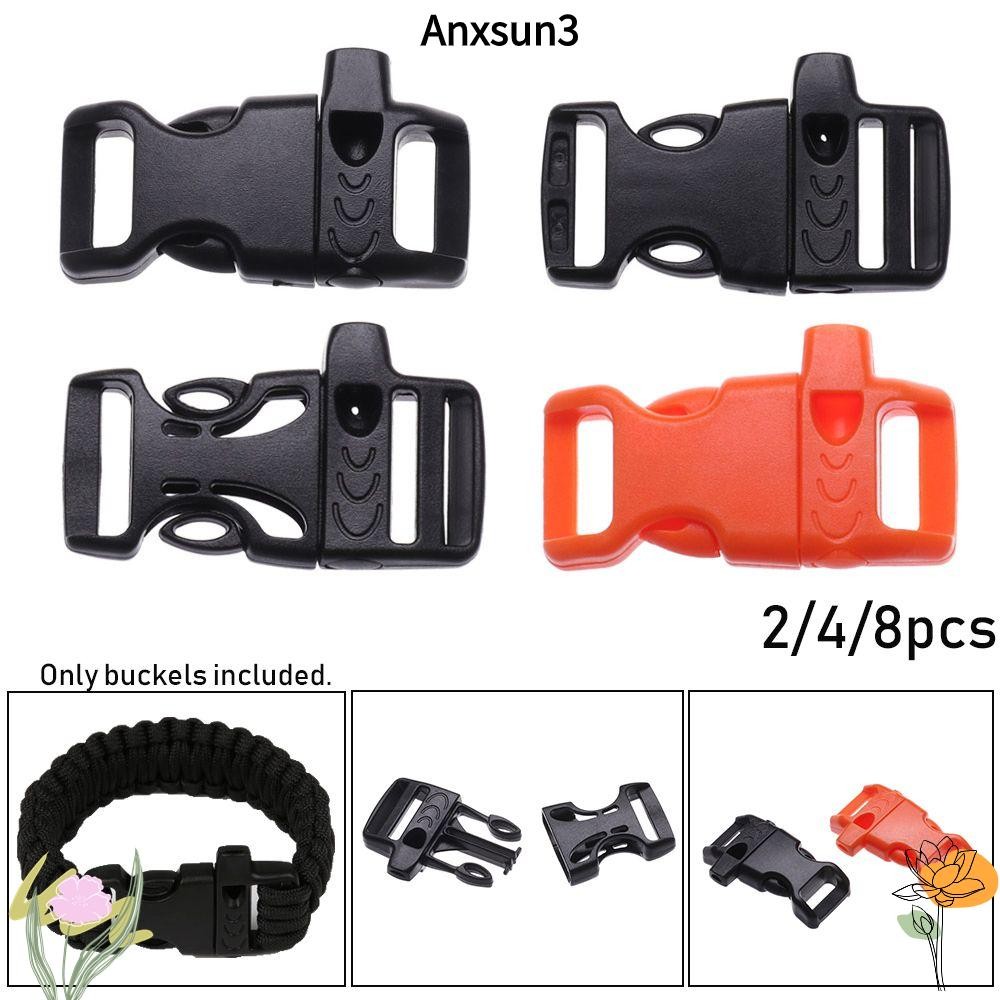 Anxsun3 2/4/8 ชิ้นนกหวีดหัวเข็มขัดกระเป๋าชิ้นส่วนพลาสติก 550 Paracords Paracord อุปกรณ์เสริม