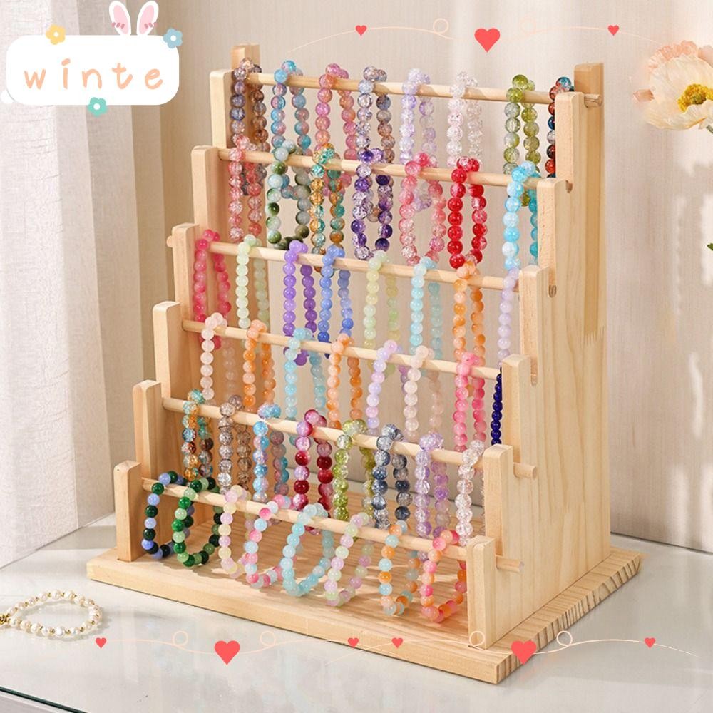 ตู้เก็บกําไลข้อมือชั้นเก็บ,ยืนแสดงสร้อยข้อมือไม้เนื้อแข็งรับน้ําหนักที่แข็งแกร่ง, บันไดหลายขั้นตอนคุณภาพสูง4/6ชั้นเครื่องประดับจัด