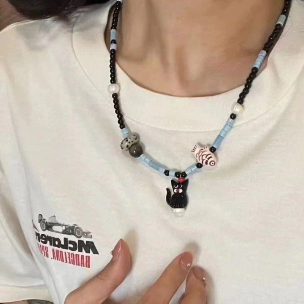 แมวน้อยรักปลา~ สร้อยคอปักลูกปัดสีน้ำเงินซีรีส์ใหม่ฤดูร้อนที่มีมูลค่าสูงและมีเอกลักษณ์ - รูปที่ 2