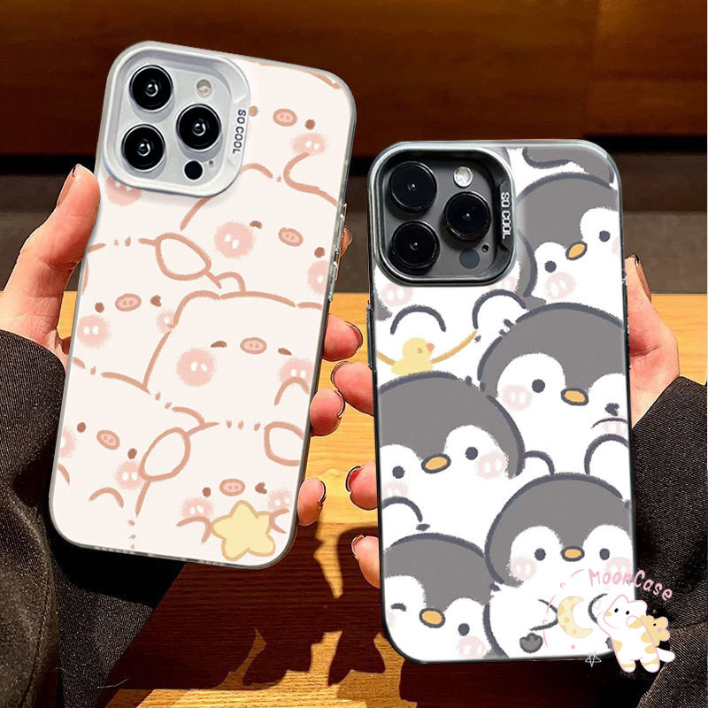 เคสไอโฟน สำหรับ IPhone XR 11 7Plus 15 12 13 16 14 Pro Max 8Plus XR X XS Max 7 8 15 Plus SE เพนกวิน หมูน้อย น่ารัก เคส