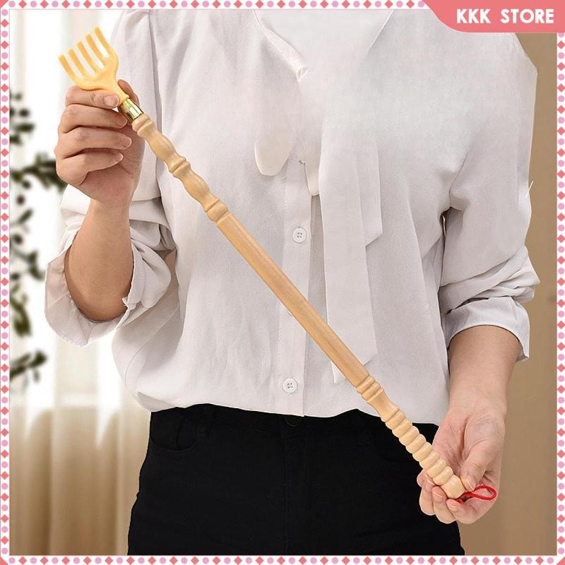 [Wishshopefhx] Back Scratcher ด้ามยาวไม้ใช้ในบ้านอุปกรณ์เกาหลังที่ทนทาน