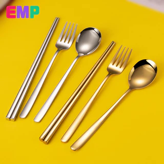EMP ช้อนส้อม ช้อน/ส้อม สแตนเลส 304 จัดส่งที่รวดเร็ว เกาหลี แฟช้อนเค้ก 1คู่ ยาว 21ซมเนื้อสแตนเลสตัน ชุดช้อนเกาหลี
