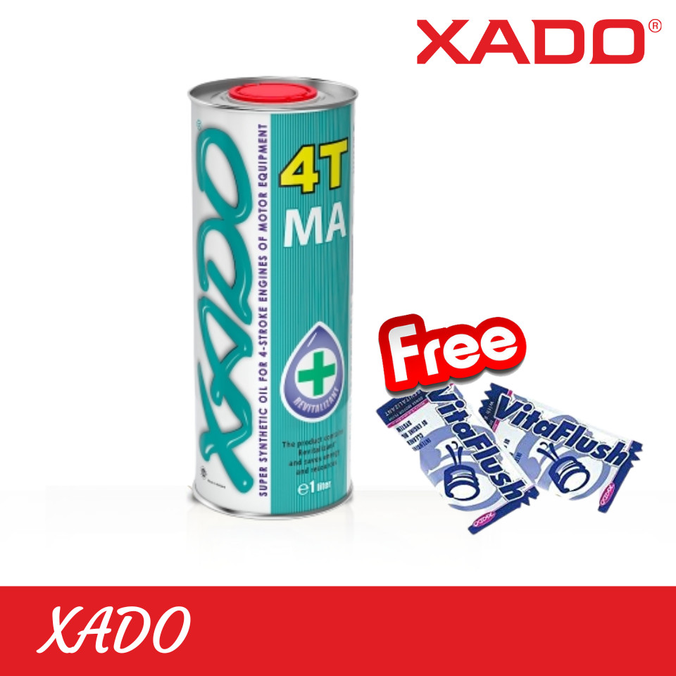 XA25132 XADO Atomic Oil 10W-40 4T MA2 SuperSynthetic(1L) ฟรี Vitaflush Oil System Cleaner เครื่องยนต