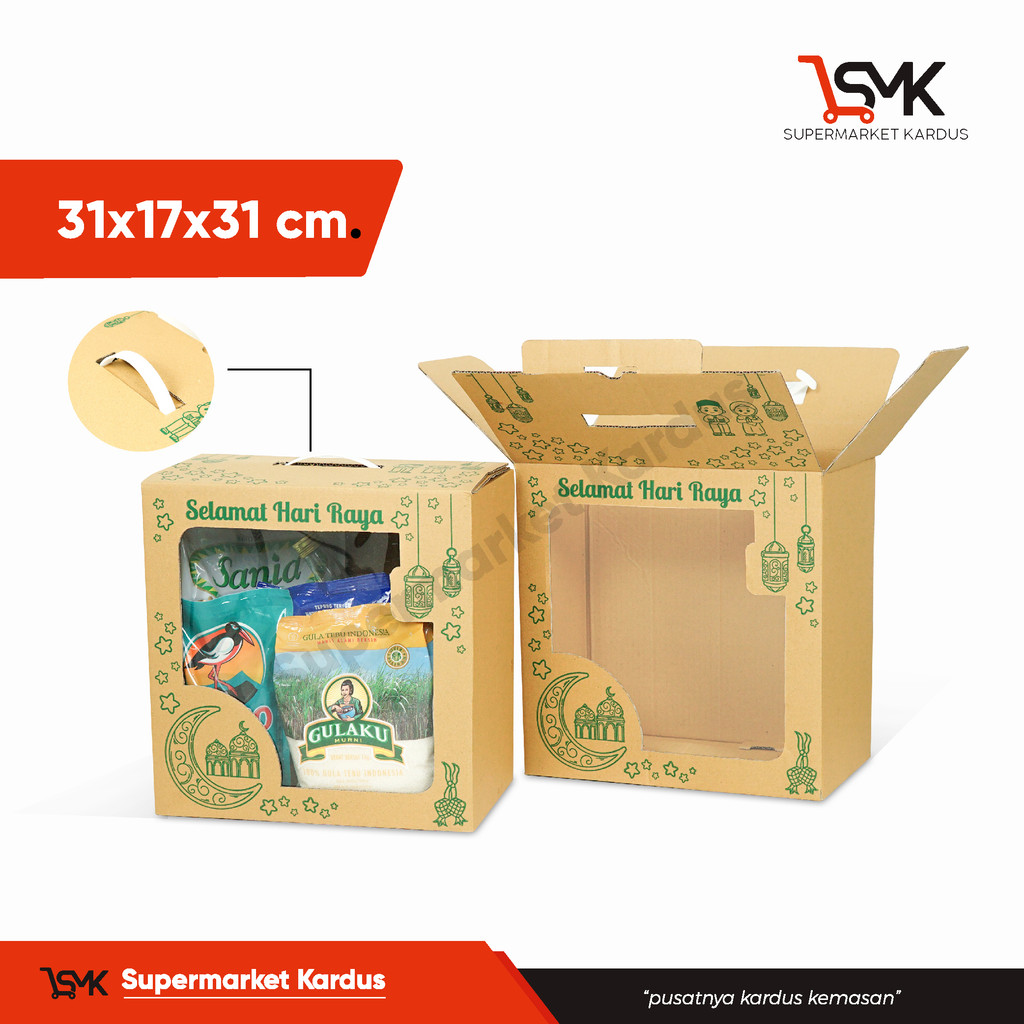กล่องพัสดุ 31x17x31 (Size -S) ที่จับกระดาษแข็ง/ถือ/พัสดุ/พัสดุ/Eid/Eid al-Fitr/Fitr/Eid Mubarak/Ied/