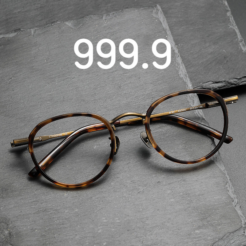 [กรอบแว่นตาไทเทเนียม] กรอบแว่นตาโลหะ 9999 ออกแบบหลายเหลี่ยม ขนาด M43 สำหรับเลนส์ปรับสายตา