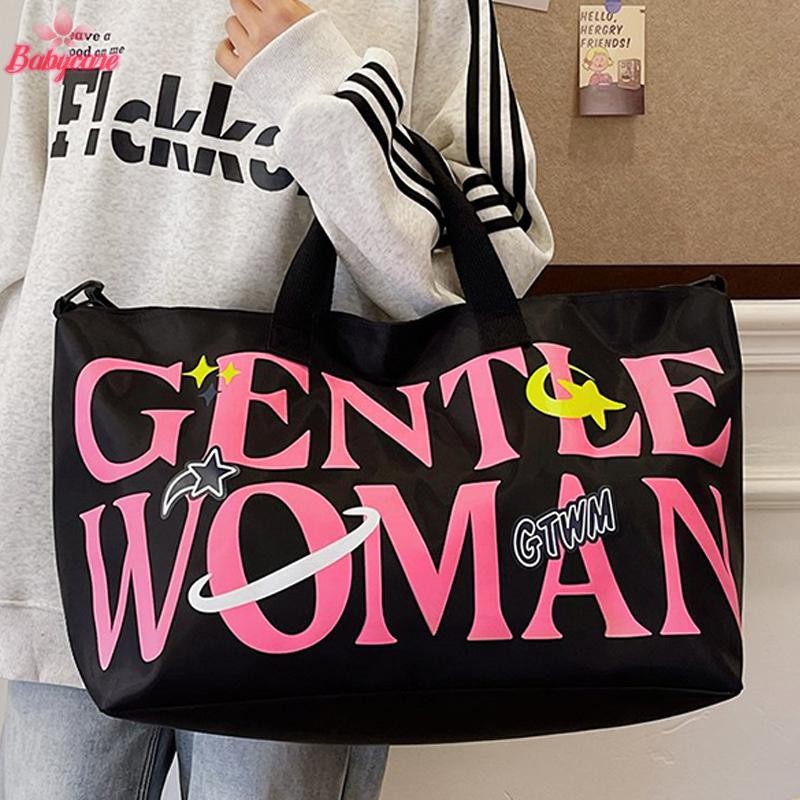Byce> กระเป๋าเดินทางพิมพ์ลายตัวอักษรใหม่ผู้หญิง S กระเป๋าเดินทางความจุขนาดใหญ่กระเป๋าเก็บกระเป๋าใหม่