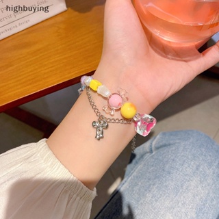 [highbuying] สร้อยข้อมือลูกปัดอะคริลิค หลากสี ของขวัญวันเกิด สําหรับผู้หญิง สาวหวาน เครื่องประดับใหม่ พร้อมส่ง