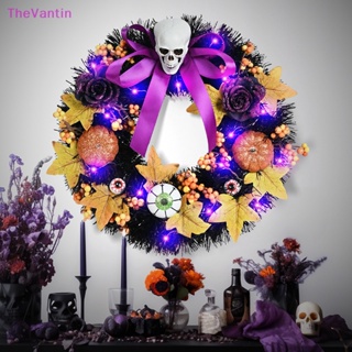 Thevantin จี้รูปฟักทอง กะโหลก โครงกระดูก ประดับโบว์ น่ากลัว สําหรับแขวนตกแต่งผนัง ประตู เทศกาลฮาโลวีน