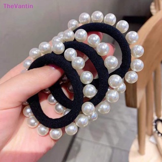 Thevantin 5 ชิ้น มุก ไร้รอยต่อ เด็กผู้หญิง ไข่มุก สีดํา ผมหางม้า ยางรัดผม สําหรับผู้หญิง ที่คาดผม ยืดหยุ่น เครื่องประดับดี