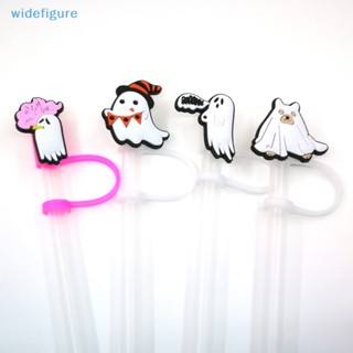 Widefigure 1 ชิ้น ฮาโลวีน ฟาง ซิลิโคน จุก การ์ตูนผี กะโหลก นํากลับมาใช้ใหม่ ฟาง ฝาครอบ หมวก Rietjes อะนิเมะ น่ารัก เด็ก ปาร์ตี้ ฟาง ตกแต่ง