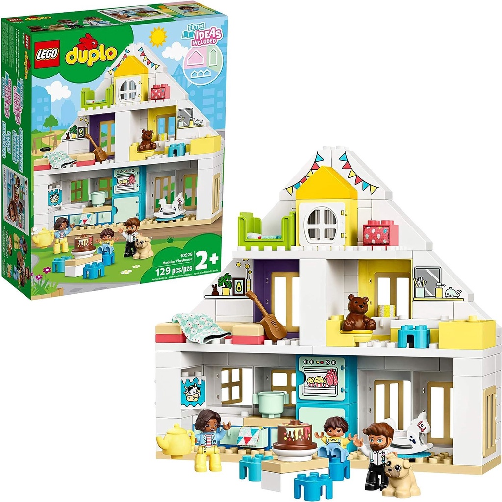 LEGO DUPLO Town Modular Playhouse 10929 Dollhouse with Furniture and a Family, Great Educational Toy for Toddlers (130