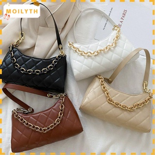 Moilyth กระเป๋าสะพายไหล่ หนัง PU ทรงคลัทช์ สีพื้น แฟชั่นสําหรับสตรี