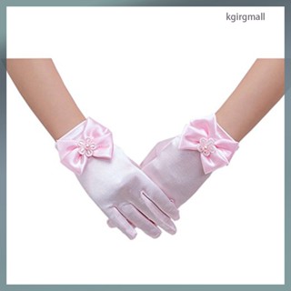 Kgirgmall ถุงมือผ้าซาติน ลูกไม้ ลายดอกไม้ สําหรับเด็กวัยหัดเดิน เด็กผู้หญิง