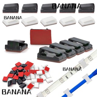 Banana1 คลิปหัวเข็มขัดเชื่อมต่อสายไฟ LED PC มีกาวในตัว สีดํา สําหรับสายไฟ LED 10 ชิ้น