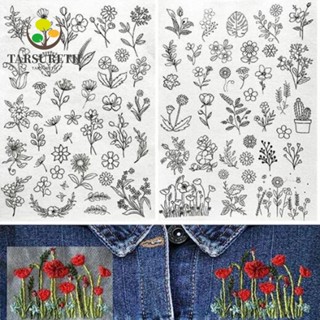 Tarsureth กระดาษปักครอสสติตช์ ลายดอกไม้ และใบไม้ DIY