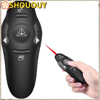 Shououy ปากกาชี้ 2.4GHz แบบสไลด์ พร้อมรีโมตคอนโทรล พอร์ต USB สีดํา แดง สําหรับสํานักงาน