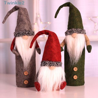 Twinkle ชุดตกแต่งขวดไวน์ ปีชุดกํามะหยี่สีทอง สร้างสรรค์ Rudolph ตกแต่งคริสต์มาส กระเป๋าใส่ขวดไวน์