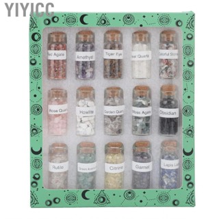 Yiyicc 15xDifferent Stone  Healing Stones In Glass Bottles Chakra AE