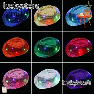 Lucky หมวกแจ๊ส มีไฟกระพริบ Led Fedora Trilby