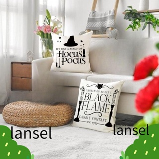 Lansel ปลอกหมอน ผ้าลินิน ลายแมวดํา ขนาด 45x45 ซม. แฟชั่น สําหรับตกแต่งบ้าน ในร่ม กลางแจ้ง